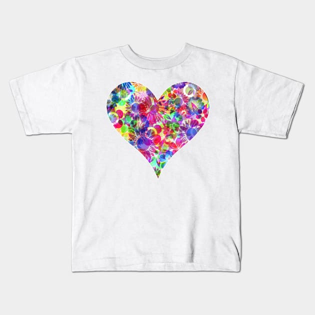 Flower Floral Colorful Rainbow Heart Kids T-Shirt by Timeforplay